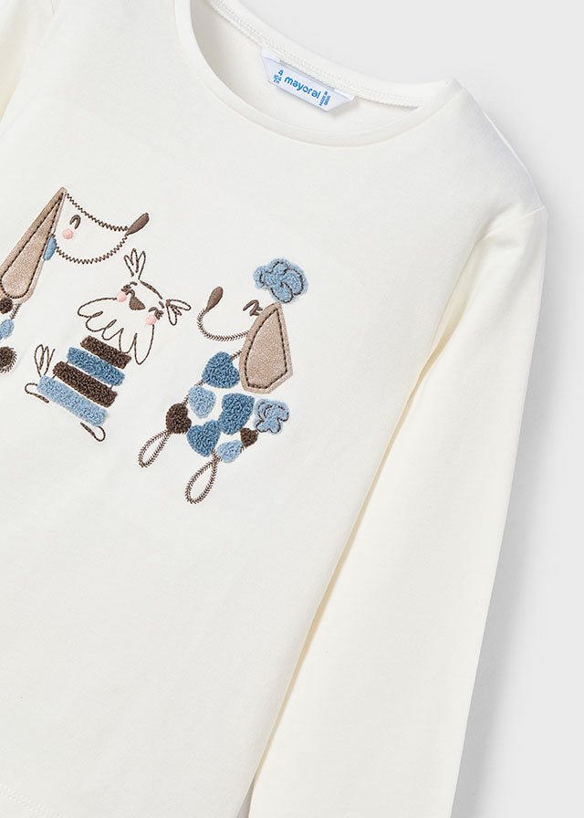 langarm Shirt mit Hundebestickung von Mayoral