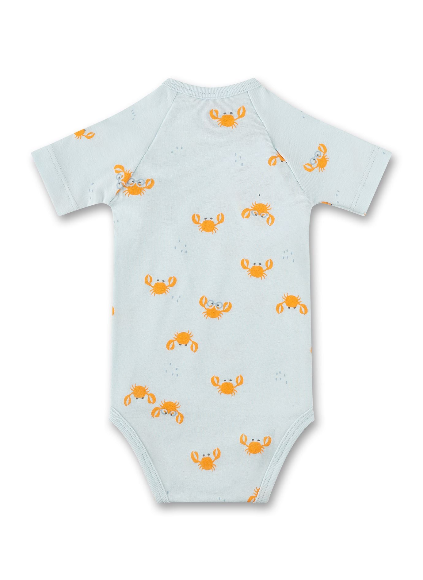 Komfortabler Wickelbody für Baby-Jungs mit sommerlich stimmungsvollem Krabben-Alloverprint von Sanetta