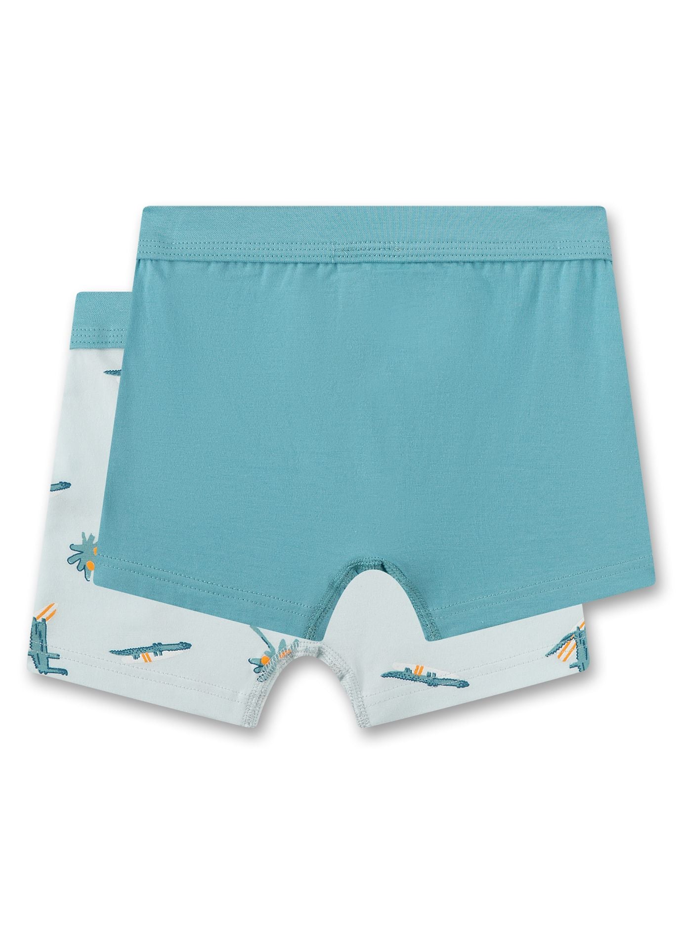 Set aus zwei Jungen-Hipshorts mit coolem Kroko-Artwork und in Blau von Sanetta