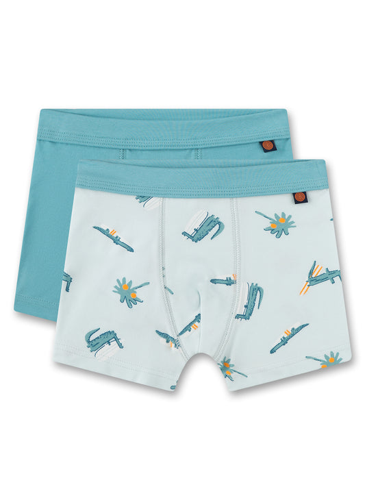 Set aus zwei Jungen-Hipshorts mit coolem Kroko-Artwork und in Blau von Sanetta